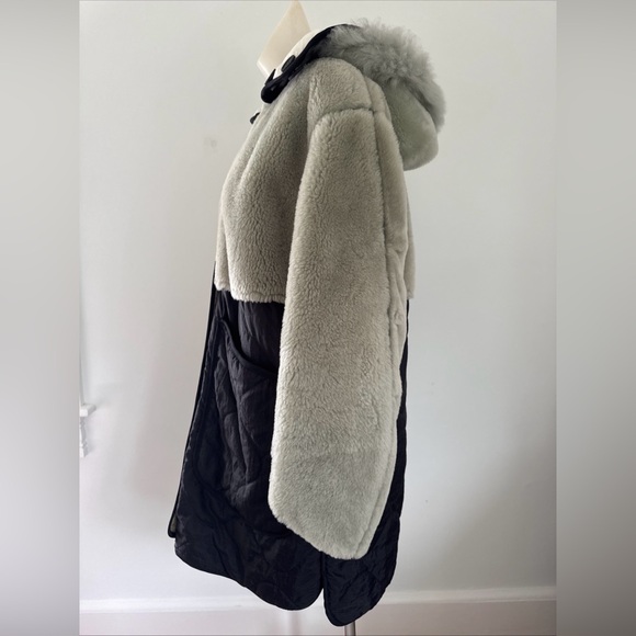 Marfa Stance Signature Shearling Quilt Jacket in Pale Jade / Pale Sage Coat XS - Picture 13 of 13